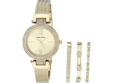 ANNE KLEIN SET DE RELOJ Y PULSERA CON CRISTALES PREMIUM, MODELO AK/3584, ELEGANTE Y RESISTENTE AL AGUA