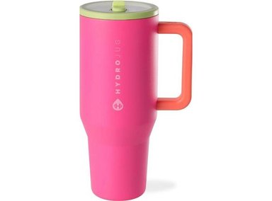 HYDROJUG TRAVELER, VASO MODERNO CON ASA, PAJILLA ABATIBLE, RESISTENTE A FUGAS Y REUTILIZABLE DE ACERO INOXIDABLE