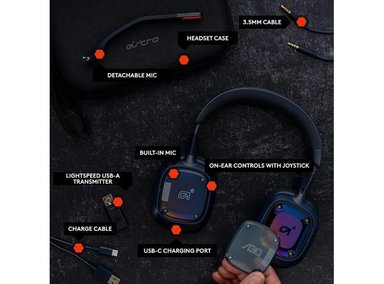 LOGITECH ASTRO A30 AURICULARES INALÁMBRICOS, DOLBY ATMOS, BLUETOOTH, BATERÍA 27H, USB-C, MULTIPLATAFORMA, AZUL - 6