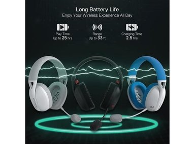 AURICULARES REDRAGON H848 BT INALÁMBRICOS PARA JUEGOS, LIGERO CON SONIDO ENVOLVENTE, MICRÓFONO DESMONTABLE - 5