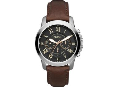 RELOJ DE PULSERA FOSSIL PARA HOMBRE CON CORREA DE CUERO MARRÓN, CRONÓGRAFO Y RESISTENTE AL AGUA