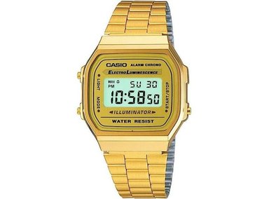 CASIO COLECCIÓN RELOJ UNISEX A168WG CON RESISTENCIA AL AGUA Y DISEÑO ELEGANTE EN ACERO INOXIDABLE