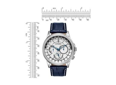 RELOJ CITIZEN ECO-DRIVE, CALENDARIO Y CRONÓGRAFO, CORREA CUERO AZUL Y ESFERA BLANCA LUMINOSA - 4