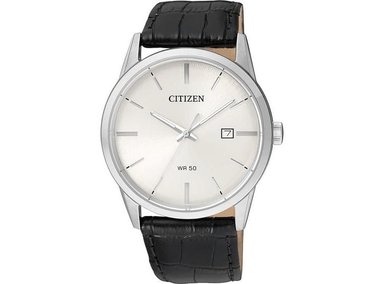 CITIZEN RELOJ PARA HOMBRE, DISEÑO CASUAL EN ACERO INOXIDABLE Y CUERO, MOVIMIENTO DE CUARZO, NEGRO, MODELO BI5000-01A