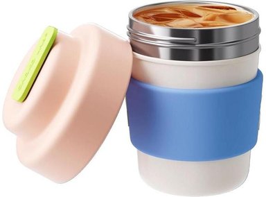 TAZA DE CAFÉ AISLADA DE VIAJE, DOBLE PARED, FÁCIL AGARRE, LIBRE DE BPA, TAPA ROSA, ACERO INOXIDABLE 316