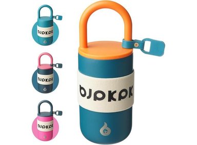 VASO AISLADO DE ACERO INOXIDABLE BJPKPK CON TAPA Y ASA, RESISTENTE Y PORTÁTIL, COLOR AZUL OSCURO