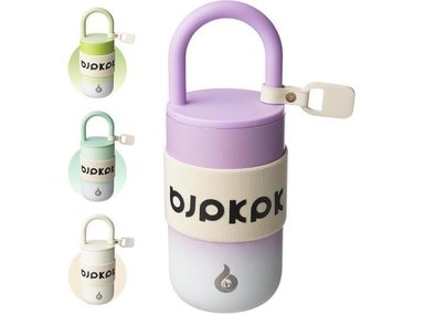 VASO AISLADO CON TAPA Y ASA BJPKPK, PERFECTO PARA CAFÉ EN COLOR LILA, IDEAL PARA VIAJES Y EL HOGAR