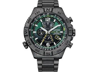 CITIZEN RELOJ ECO-DRIVE PROMASTER NAVIHAWK A-T PARA HOMBRE, ESFERA VERDE, ACERO INOXIDABLE, CRONÓGRAFO