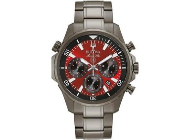 RELOJ CRONÓGRAFO BULOVA MARINE STAR PARA HOMBRE, ELEGANTE Y RESISTENTE, CHAPADO EN ACERO IONIZADO GRIS
