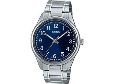 RELOJ ANALÓGICO PARA HOMBRE CASIO EN ACERO INOXIDABLE AZUL, FÁCIL DE LEER, CON MOVIMIENTO DE CUARZO