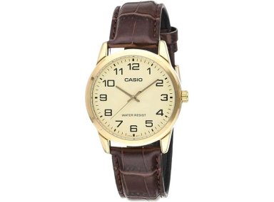 RELOJ CASIO DE CUARZO PARA HOMBRE CON CORREA DE CUERO MARRÓN, MODELO EAW-MTP-V001GL-9B