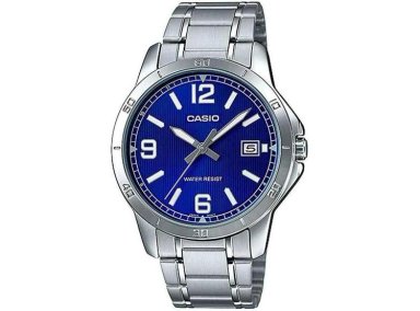 RELOJ CASIO PARA HOMBRE, ANALÓGICO, CUARZO, ACERO INOXIDABLE, ESFERA AZUL, RESISTENTE AL AGUA Y MODERNO