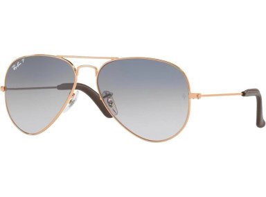RAY-BAN AVIATOR CLÁSICO - LENTES DE SOL CON ESTRUCTURA COBRE Y LENTES AZUL DEGRADADO, DISEÑO ATEMPORAL