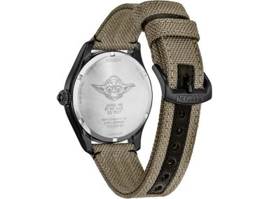 RELOJ CITIZEN STAR WARS ECO-DRIVE YODA LUMINOSO, MODELO BM6839-06W CON CORREA CORDURA, NEGRO Y MARRÓN - 2