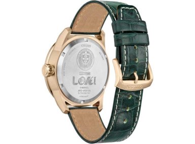RELOJ CITIZEN ECO-DRIVE MARVEL LOKI CON CAJA ACERO INOXIDABLE ORO ROSA Y CORREA CUERO VERDE - 2