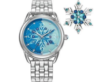 CITIZEN ECO-DRIVE DISNEY PRINCESS RELOJ FROZEN PARA MUJER CON ESFERA AZUL Y PIN COLECCIONABLE, ACERO INOXIDABLE