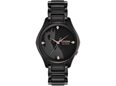 RELOJ CITIZEN ECO-DRIVE DISNEY DE CUARZO PARA MUJER, MODELO MALÉFICA EN ACERO INOXIDABLE NEGRO