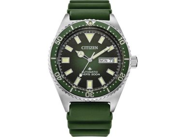 RELOJ CITIZEN PROMASTER AUTOMÁTICO, CORREA DE POLIURETANO VERDE, ACERO INOXIDABLE, RESISTENTE AL AGUA
