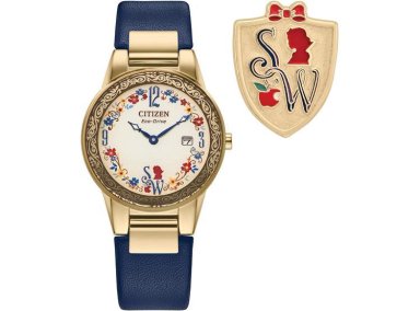 RELOJ CITIZEN ECO-DRIVE DISNEY PRINCESS CON CAJA DORADA, CORREA AZUL Y ESFERA PALE GOLD INSPIRADO EN BLANCANIEVES