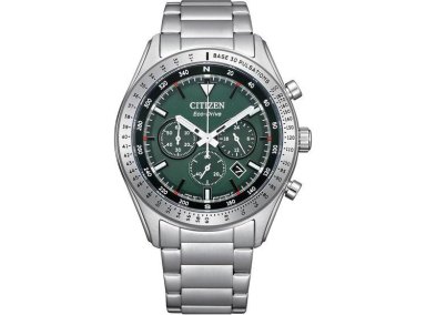 CITIZEN ECO-DRIVE SPORT CASUAL, RELOJ CRONÓGRAFO, ACERO INOXIDABLE, ESFERA VERDE