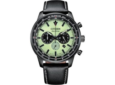 CITIZEN ECO-DRIVE WEEKENDER SPORT CASUAL, RELOJ ACERO INOXIDABLE NEGRO, CORREA CUERO NEGRO, CRONÓGRAFO