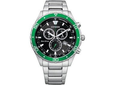 RELOJ CITIZEN ECO-DRIVE SPORT CASUAL, CRONÓGRAFO DE ACERO INOXIDABLE, MODELO AT2386-55E