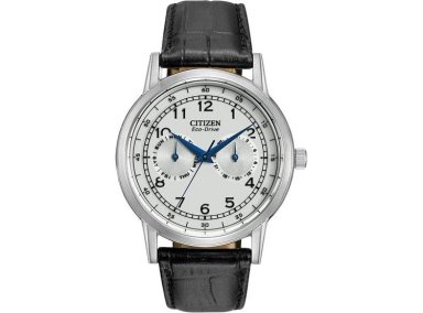 RELOJ CITIZEN ECO-DRIVE CORSO PARA HOMBRE, DISEÑO CLÁSICO EN ACERO INOXIDABLE Y CORREA DE CUERO SINTÉTICO