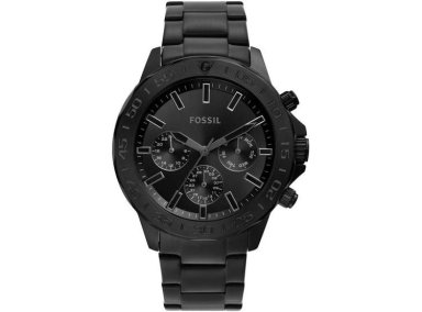 RELOJ BANNON DE FOSSIL, MULTIFUNCIÓN EN ACERO INOXIDABLE NEGRO CON CIERRE PLEGABLE, DISEÑO MODERNO