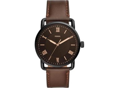 RELOJ FOSSIL COPELAND PARA HOMBRE, ACERO INOXIDABLE, CUERO Y MOVIMIENTO DE CUARZO. ESFERA NEGRA, RESISTENTE AL AGUA