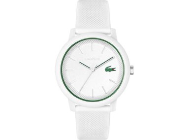 LACOSTE RELOJ 12.12 PARA HOMBRE, SILICONA BLANCA, MOVIMIENTO DE CUARZO, CRISTAL RESISTENTE A ARAÑAZOS