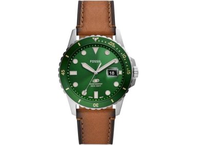 RELOJ FOSSIL DE HOMBRE EN ACERO INOXIDABLE, CORREA MARRÓN, RESISTENCIA AL AGUA, DISEÑO CLÁSICO