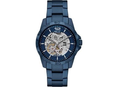 RELIC BY FOSSIL, RELOJ AUTOMÁTICO PARA HOMBRE, ESFERA ESQUELETO, TONO AZUL, RESISTENTE AL AGUA