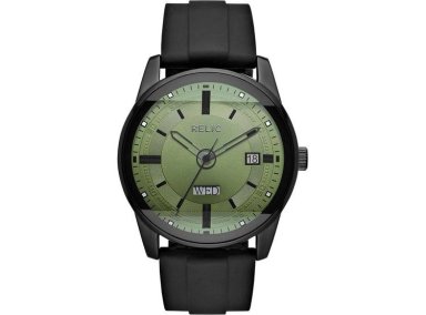 RELOJ DE SILICONA NEGRO, RESISTENTE AL AGUA, CON ESFERA VERDE, CALENDARIO DE DÍA Y FECHA, ESTILO ELEGANTE