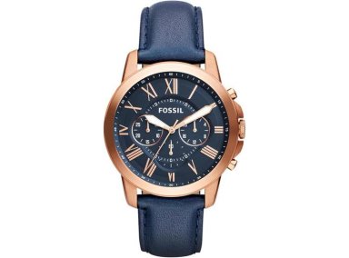 RELOJ FOSSIL GRANT PARA HOMBRE, CRONÓGRAFO EN ACERO INOXIDABLE Y CUERO, RESISTENTE AL AGUA