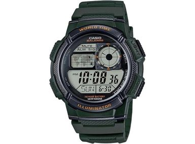 RELOJ CASIO AE1000W PARA HOMBRE CON RESISTENCIA AL AGUA, ALARMAS, CRONÓMETRO Y BATERÍA DE 10 AÑOS
