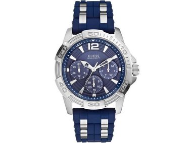 RELOJ GUESS AZUL DE SILICONA, CAJA DE ACERO INOXIDABLE, RESISTENTE AL AGUA, MULTIESFERA, DÍA Y FECHA - 1