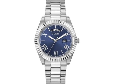 RELOJ ANALÓGICO GUESS CON PULSERA DE ACERO INOXIDABLE, DISEÑO AZUL Y PLATEADO, RESISTENTE AL AGUA - 1