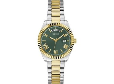RELOJ GUESS PARA MUJER CON BORDE DE MONEDA, CORREA MULTICOLOR Y RESISTENCIA AL AGUA, DISEÑO SOFISTICADO - 1