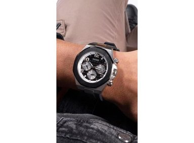 GUESS RELOJ HOMBRE, CAJA DE ACERO INOXIDABLE, AGUA RESISTE, BANDA SILICONA, CUARZO EXACTO - 3