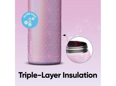 BOTELLA AISLADA DE ACERO INOXIDABLE OWALA FREESIP, IDEAL PARA DEPORTES, EN COLOR ROSA, LIBRE DE BPA - 3