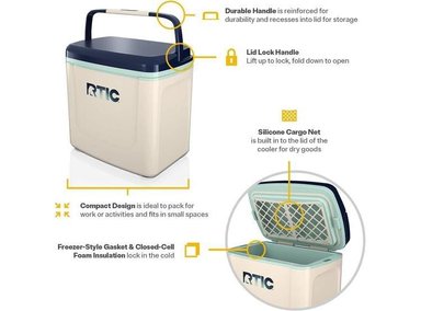 HIELERA PERSONAL RTIC, COMPACTA Y PORTÁTIL PARA CAMPING, PICNIC, PLAYA Y PESCA. CAPACIDAD PARA 12 LATAS - 2