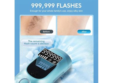 DEPILADORA LÁSER IPL PARA MUJERES Y HOMBRES CON TECNOLOGÍA DE ENFRIAMIENTO E INCLUYE AFEITADORA Y GAFAS, 999,999 DESTELLOS - 3
