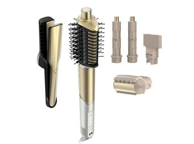 SHARK GLAM SISTEMA DE PEINADO CON ALISADOR Y GLOSSI PARA SECAR, RIZAR, ALISAR Y BRILLAR, DORADO