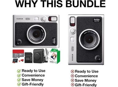 FUJIFILM INSTAX MINI EVO HÍBRIDA PAQUETE CON PELÍCULA INSTANTÁNEA, MEMORIA Y ESTUCHE DE CÁMARA NEGRO - 3