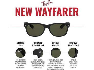 GAFAS DE SOL RAY-BAN NEW WAYFARER UNISEX CON PROTECCIÓN UV TOTAL Y LENTES DE CRISTAL RESISTENTES - 4