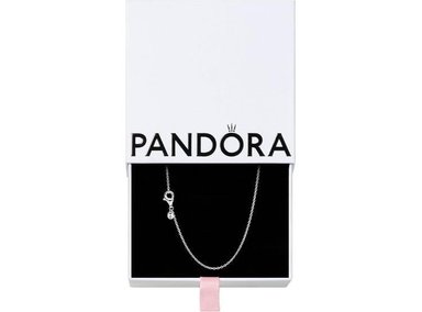 PANDORA COLLAR DE CADENA CLÁSICO, IMPRESIONANTE, REGALO PARA ELLA, COLLAR AJUSTABLE DE PLATA DE LEY CON CAJA DE REGALO