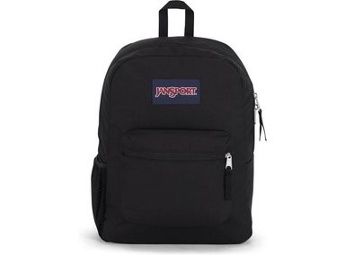 MOCHILA SIMPLE JANSPORT CROSS TOWN CON BOLSILLO FRONTAL EN COLOR NEGRO, CÓMODA Y DURADERA