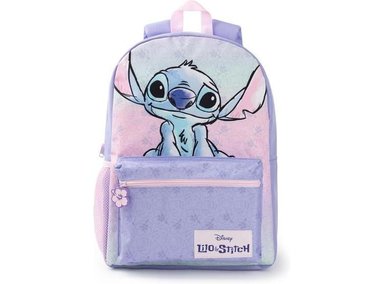DISNEY LILO Y STITCH MOCHILA PARA NIÑAS, VIOLETA Y ROSA, CON TIRANTES AJUSTABLES, PRODUCTO DE LA PELÍCULA