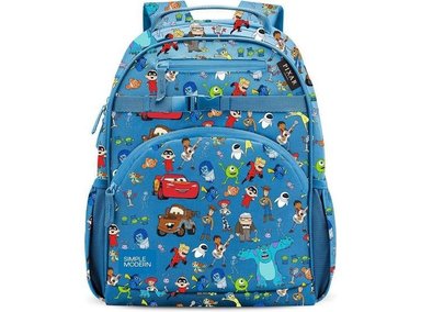 MOCHILA UNISEX MEDIANA SIMPLE MODERN DISNEY PIXAR MASHUP AZUL, IDEAL PARA NIÑOS Y NIÑAS PARA EL COLEGIO