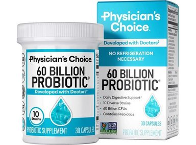 PROBIÓTICOS PHYSICIAN'S CHOICE 60 MIL MILLONES UFC 10 CEPAS PREBIÓTICOS BIENESTAR DIGESTIVO Y SALUD INTESTINAL